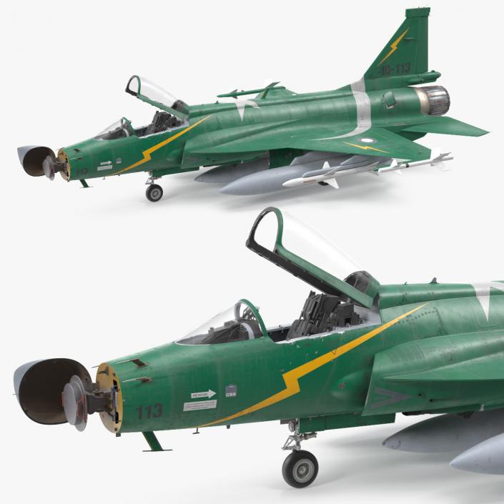 PAC JF-17 Thunder Green Livery with Armament 3D model