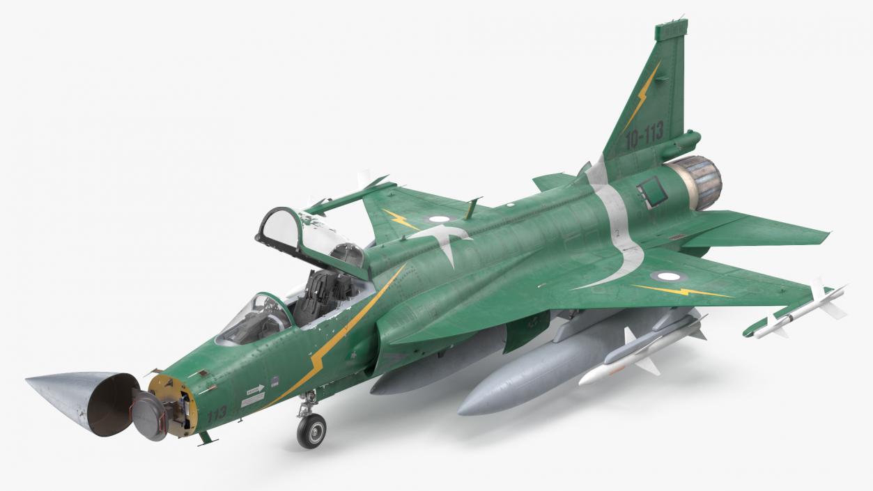 PAC JF-17 Thunder Green Livery with Armament 3D model