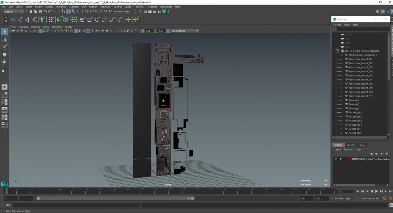 3D model 12 9 iPad Pro Motherboard