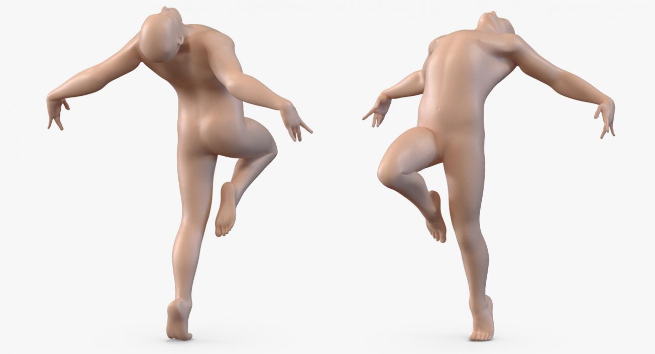 3D model Male Body with Skeleton Ballet Pose