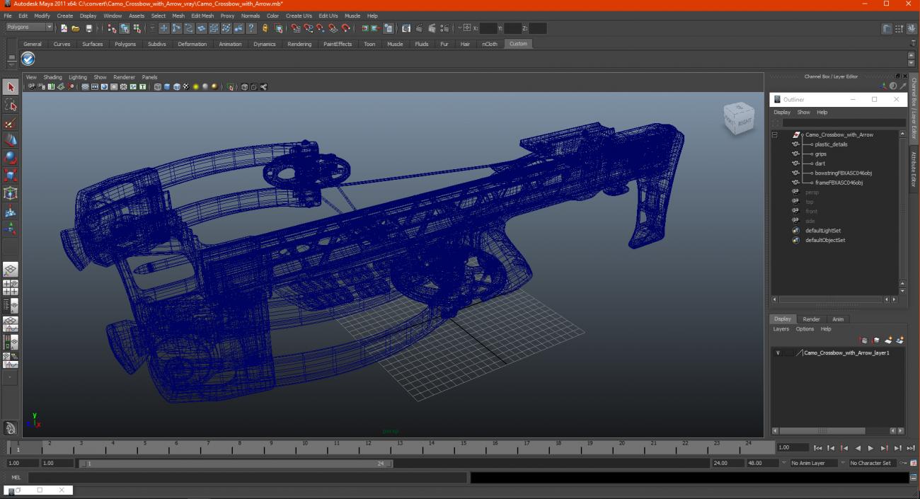 Camo Crossbow with Arrow 3D model