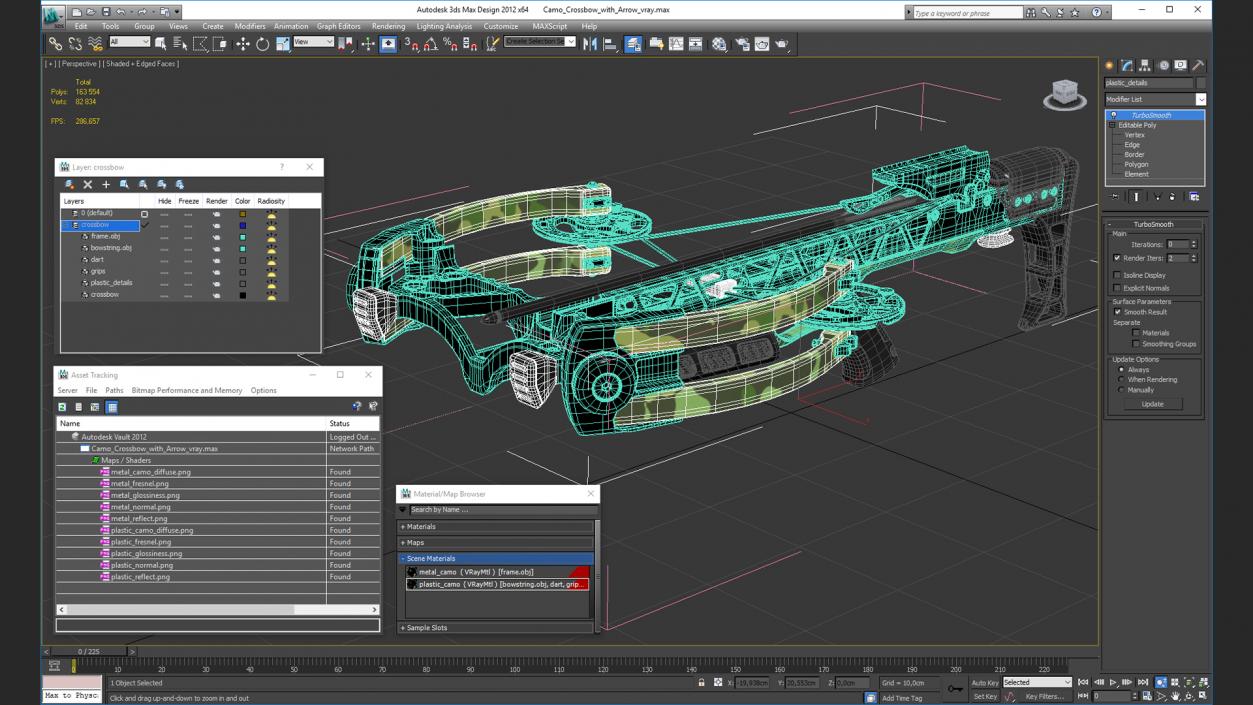 Camo Crossbow with Arrow 3D model