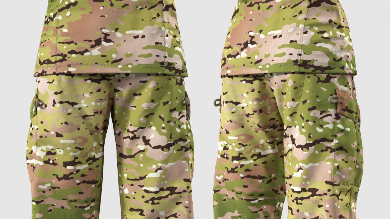 Female US Soldier Camouflage Fur Rigged 3D model