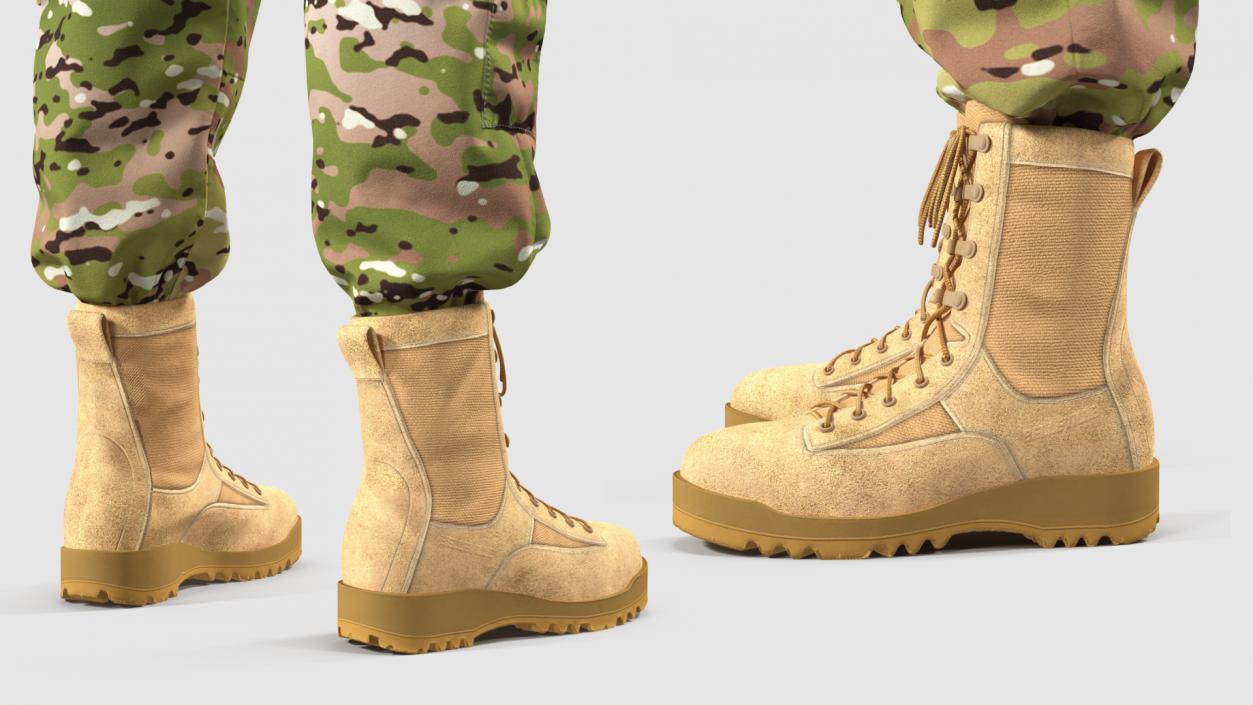 Female US Soldier Camouflage Fur Rigged 3D model