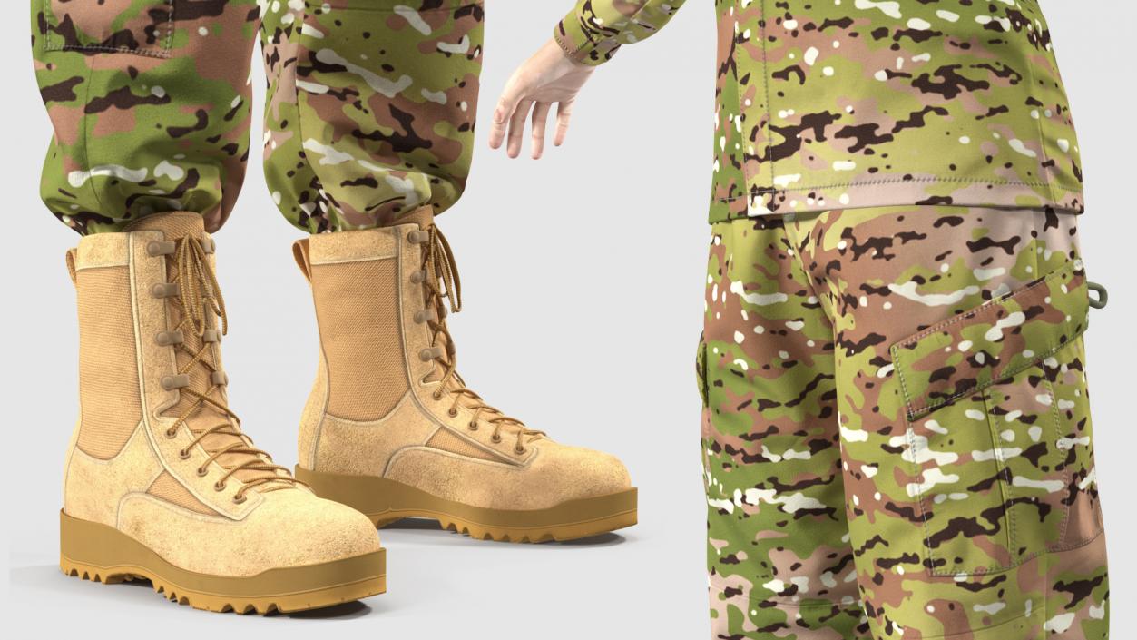 Female US Soldier Camouflage Fur Rigged 3D model