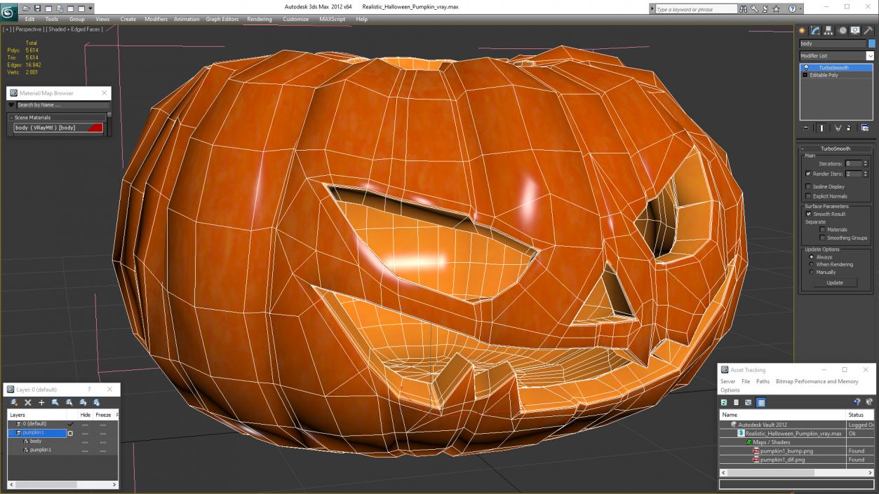 Realistic Halloween Pumpkin 3D