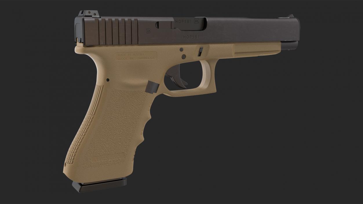 Glock G34 Semi Auto Pistol Desert Tan 3D