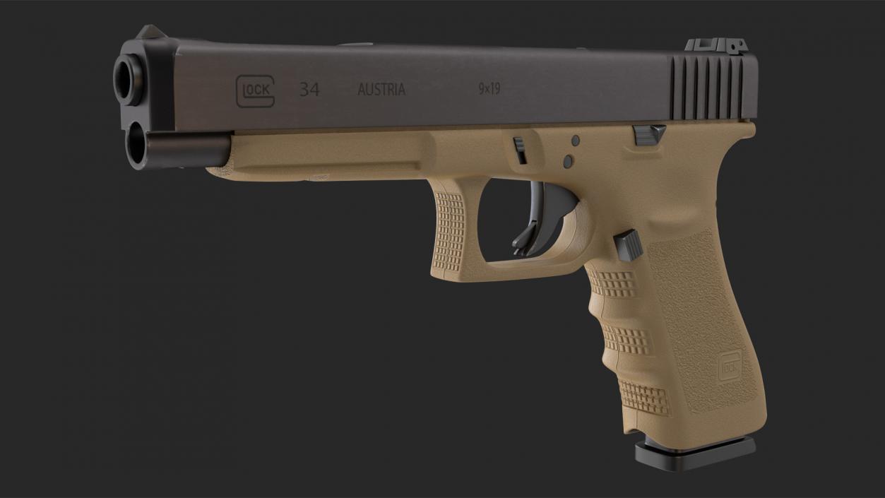 Glock G34 Semi Auto Pistol Desert Tan 3D