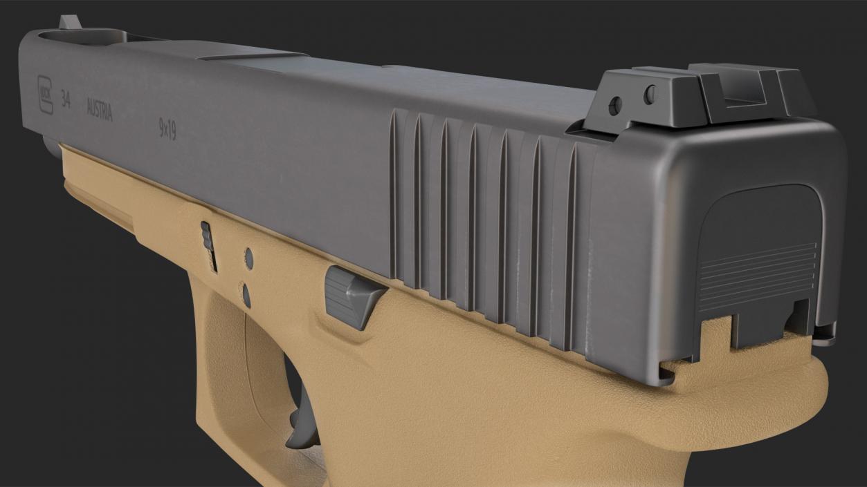 Glock G34 Semi Auto Pistol Desert Tan 3D