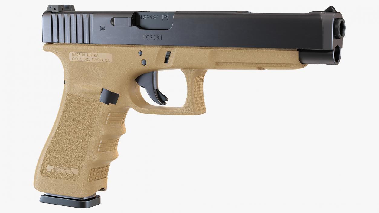 Glock G34 Semi Auto Pistol Desert Tan 3D