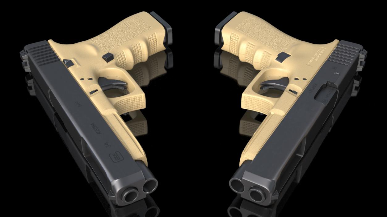 Glock G34 Semi Auto Pistol Desert Tan 3D