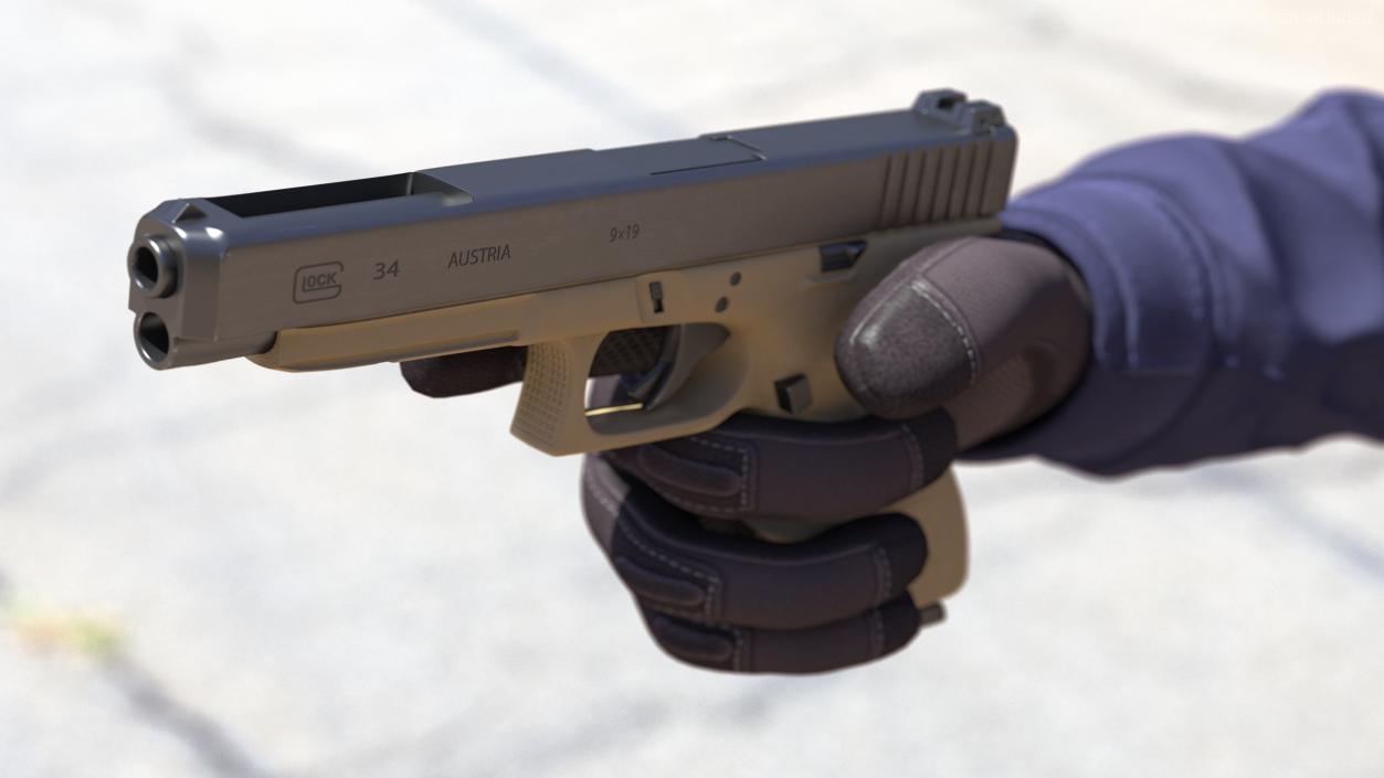 Glock G34 Semi Auto Pistol Desert Tan 3D