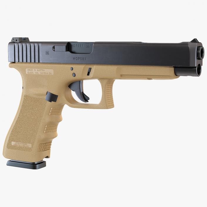 Glock G34 Semi Auto Pistol Desert Tan 3D