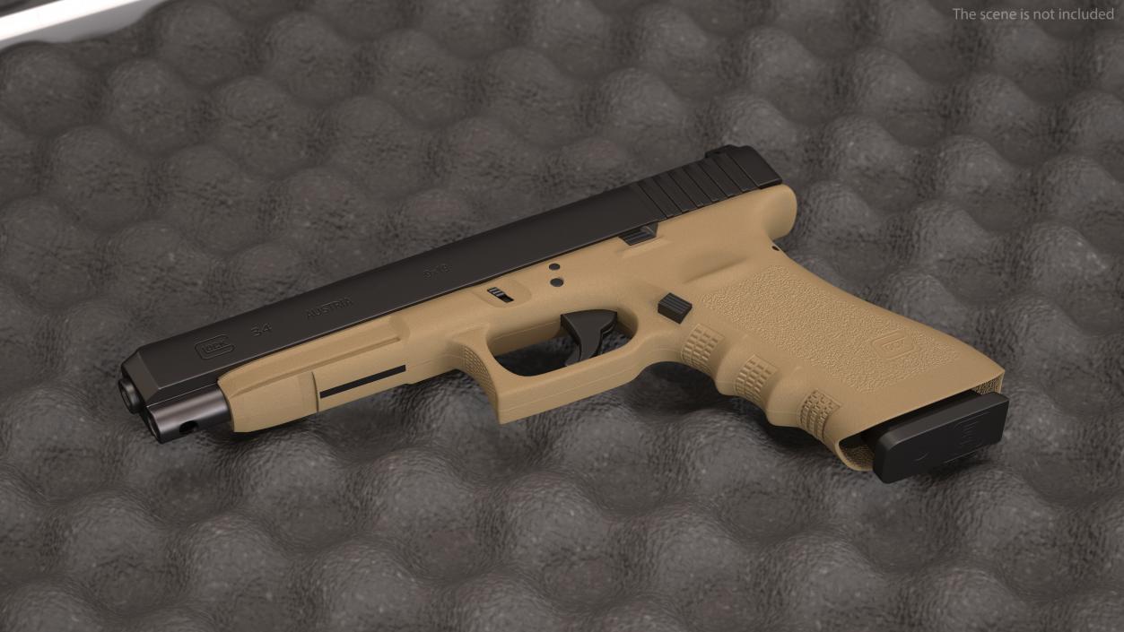 Glock G34 Semi Auto Pistol Desert Tan 3D