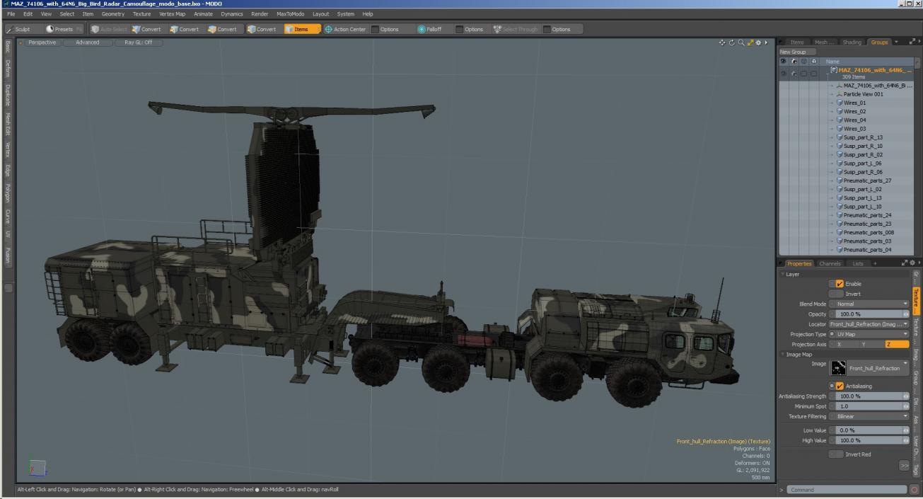 3D model MAZ 74106 with 64N6 Big Bird Radar Camouflage