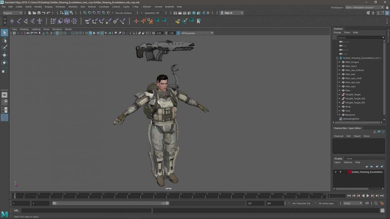 Soldier Wearing Exoskeleton 3D