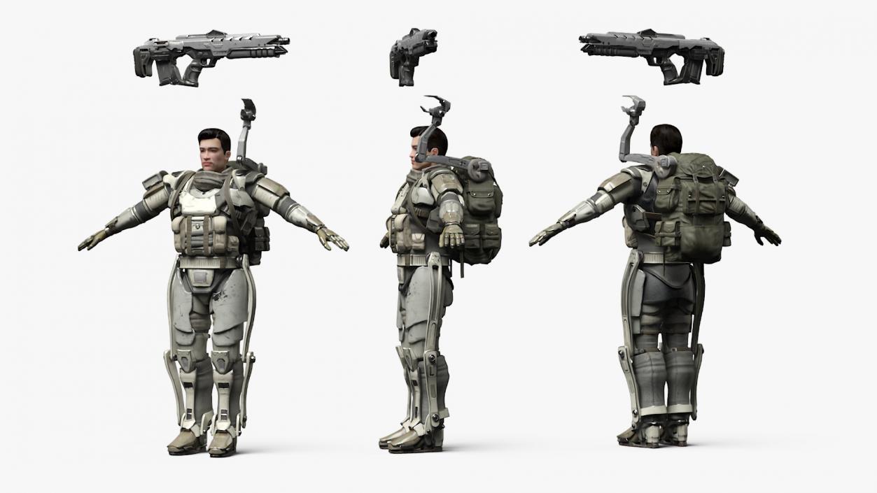 Soldier Wearing Exoskeleton 3D