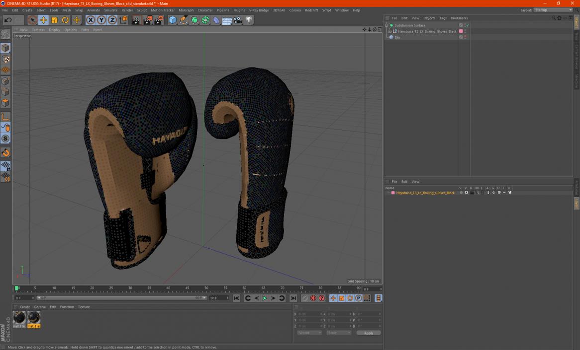 Hayabusa T3 LX Boxing Gloves Black 3D model