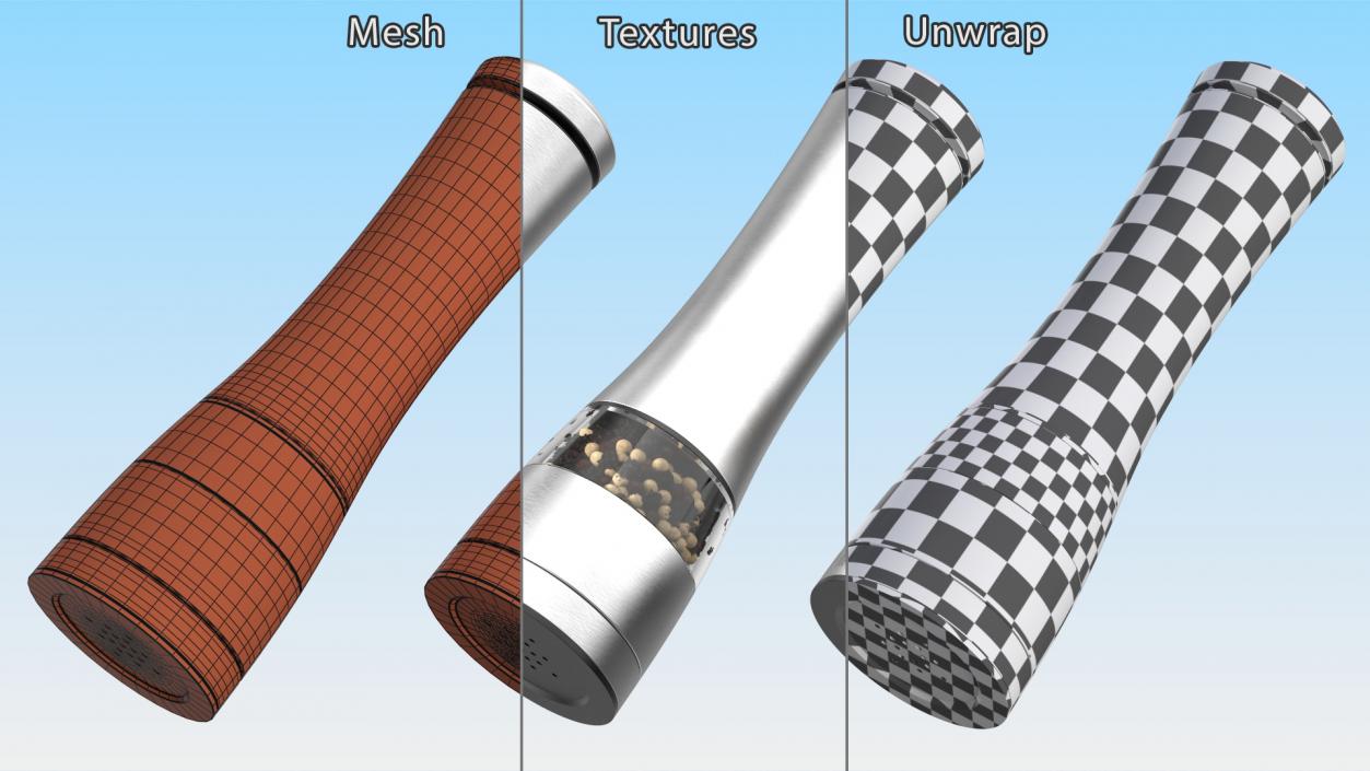 3D model Stainless Steel Pepper Grinder