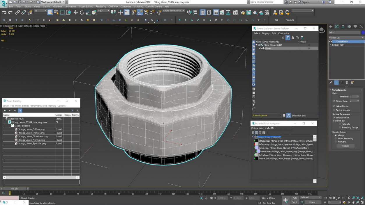 Fitting Union SS304 3D model