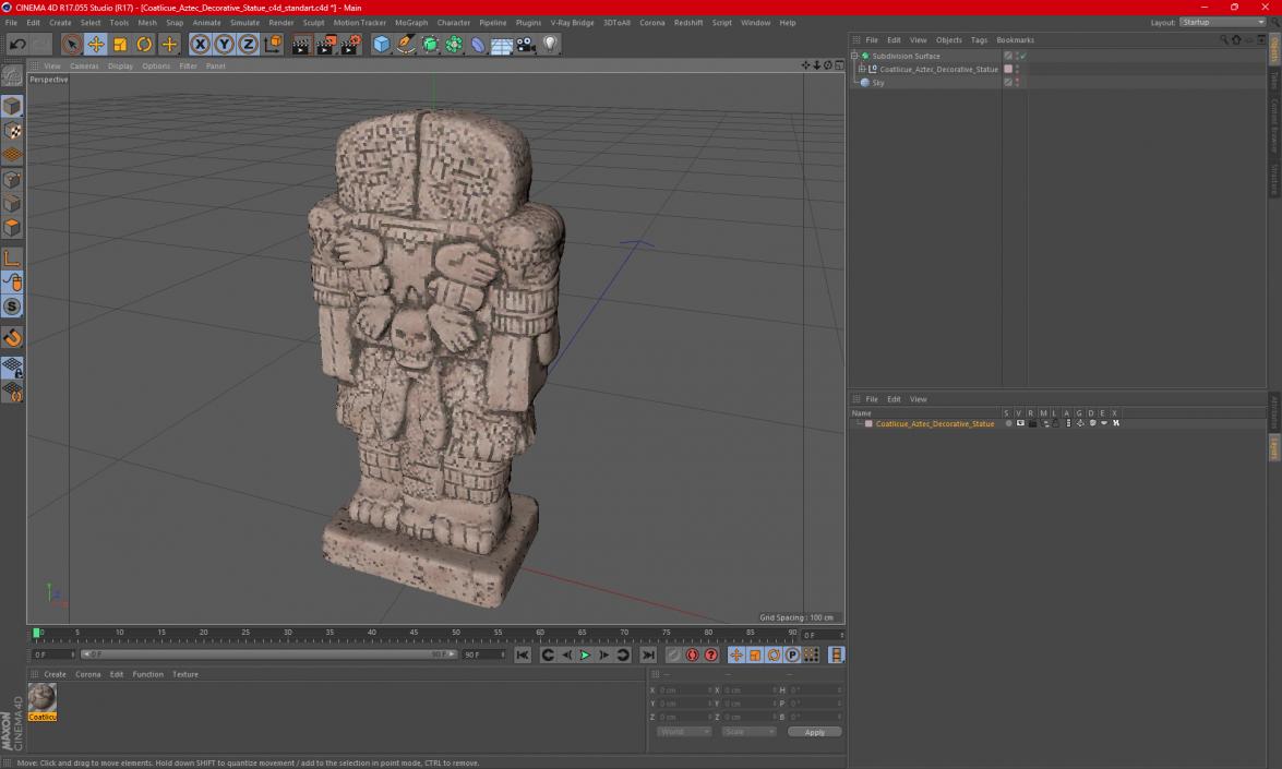 3D model Coatlicue Aztec Decorative Statue 2