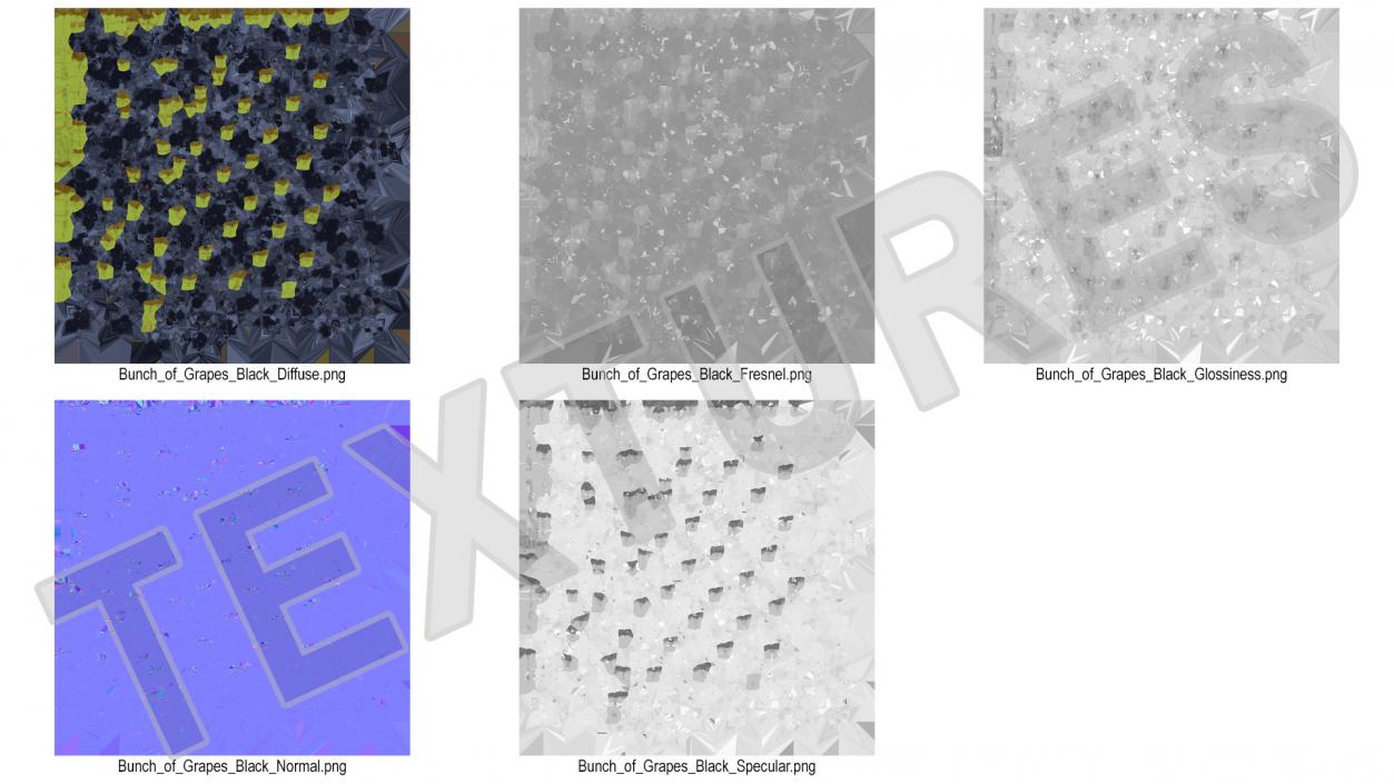 3D Cluster of Black Grapes model