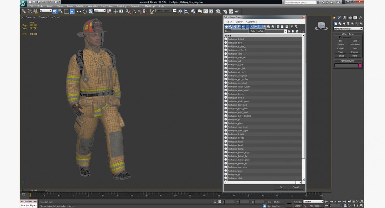 Firefighter Walking Pose 3D model