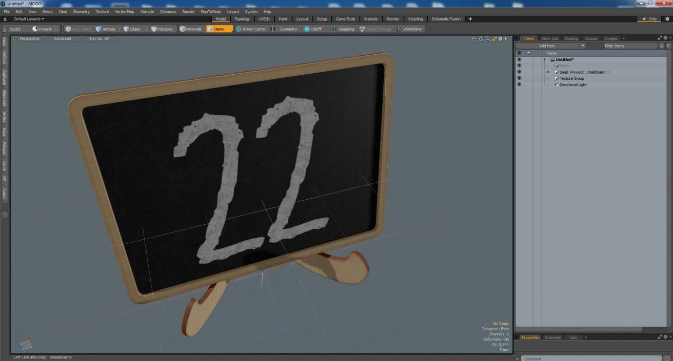 Small Plywood Chalkboard 3D model