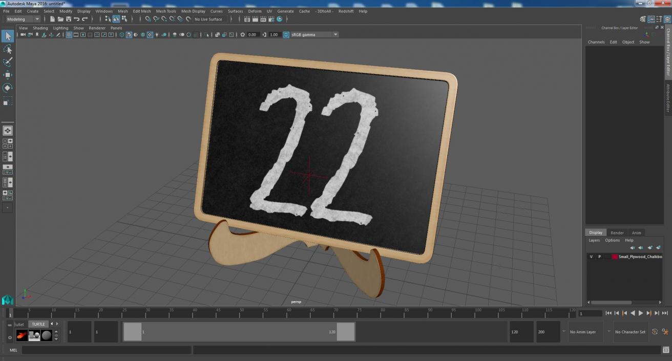 Small Plywood Chalkboard 3D model