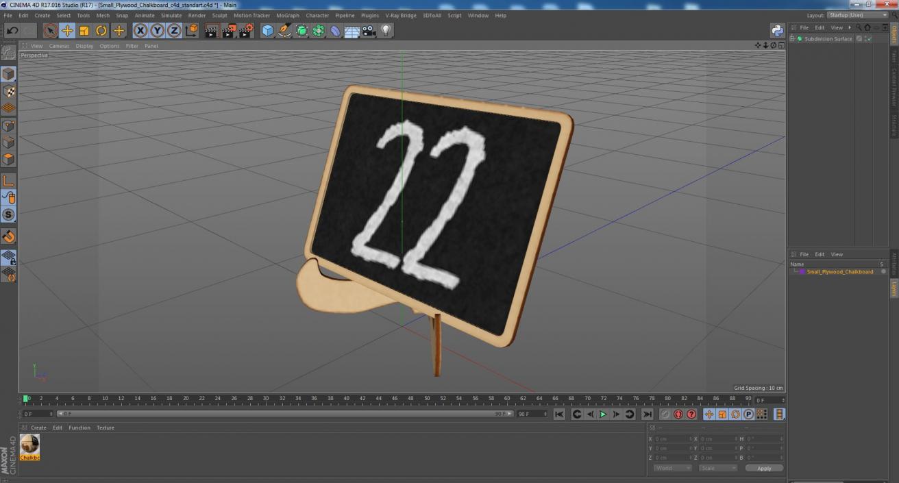 Small Plywood Chalkboard 3D model