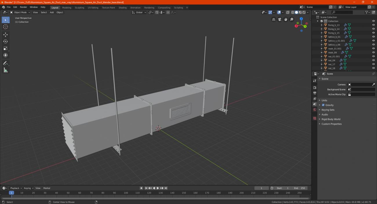 3D model Aluminium Square Air Duct