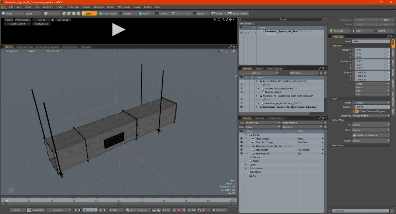 3D model Aluminium Square Air Duct