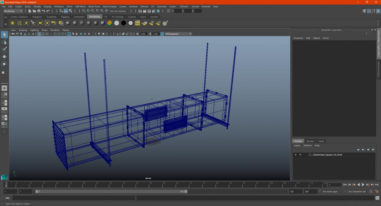 3D model Aluminium Square Air Duct