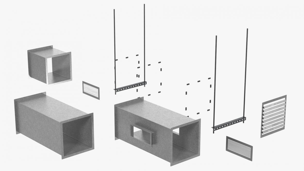 3D model Aluminium Square Air Duct