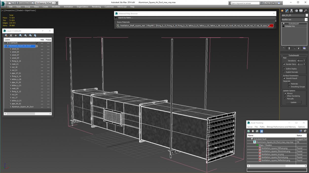 3D model Aluminium Square Air Duct