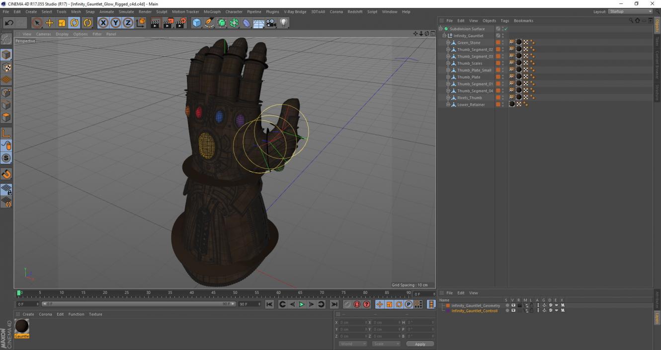 3D Infinity Gauntlet Glow Rigged for Cinema 4D model