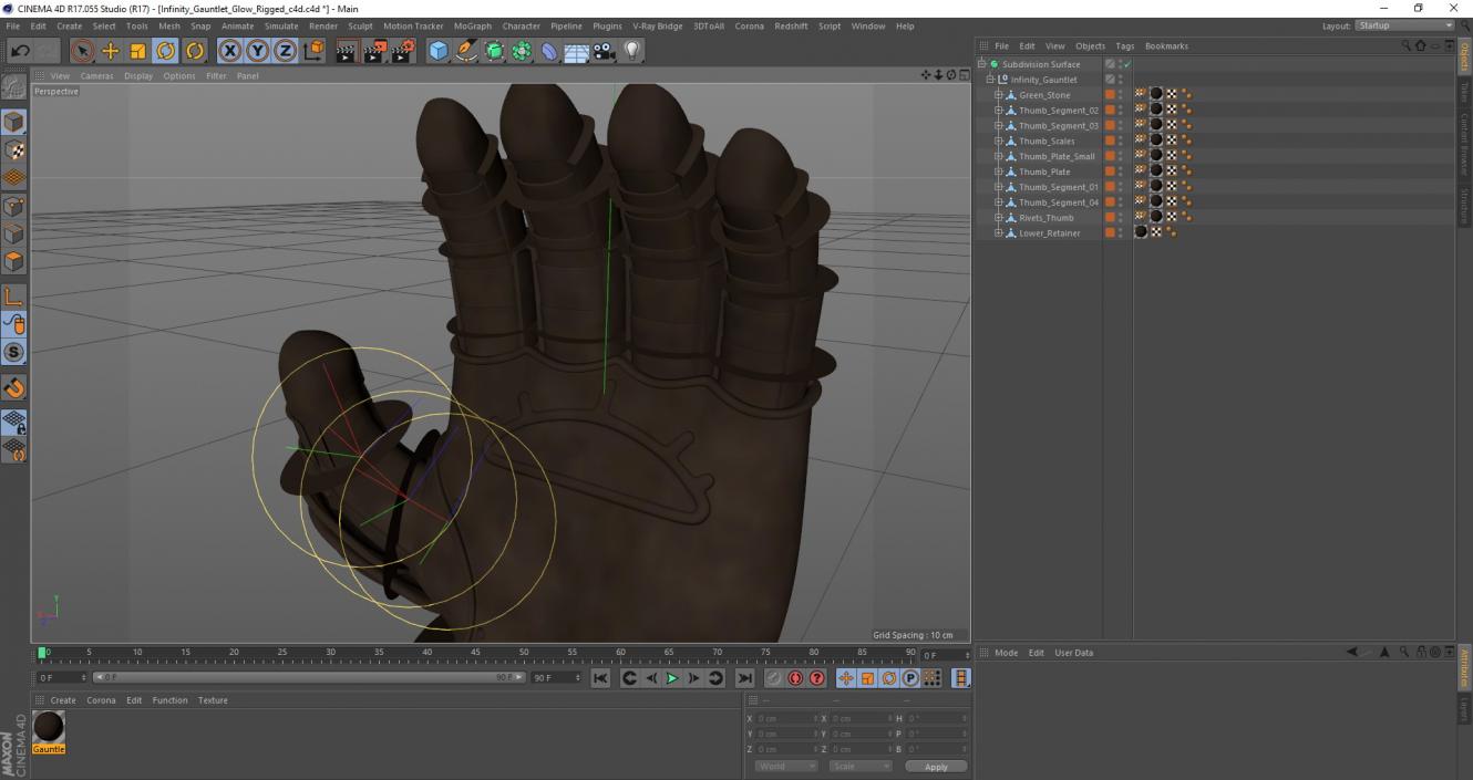 3D Infinity Gauntlet Glow Rigged for Cinema 4D model