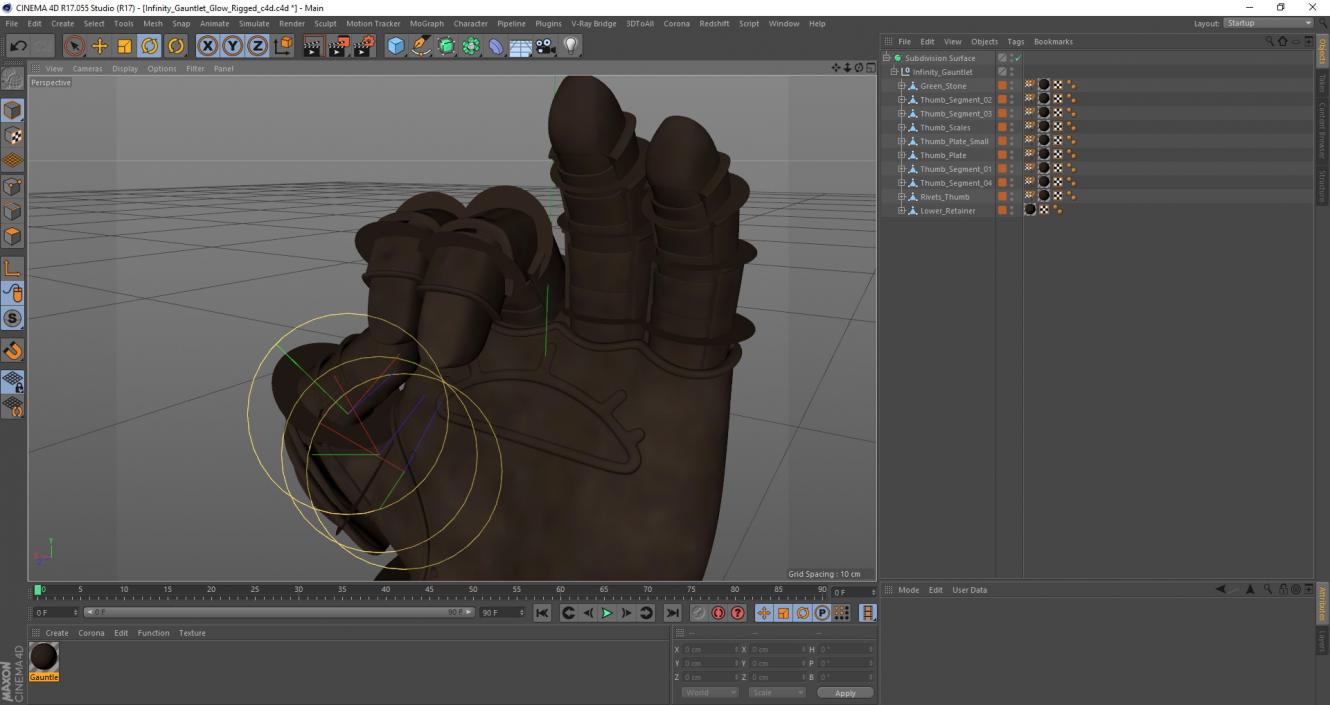 3D Infinity Gauntlet Glow Rigged for Cinema 4D model