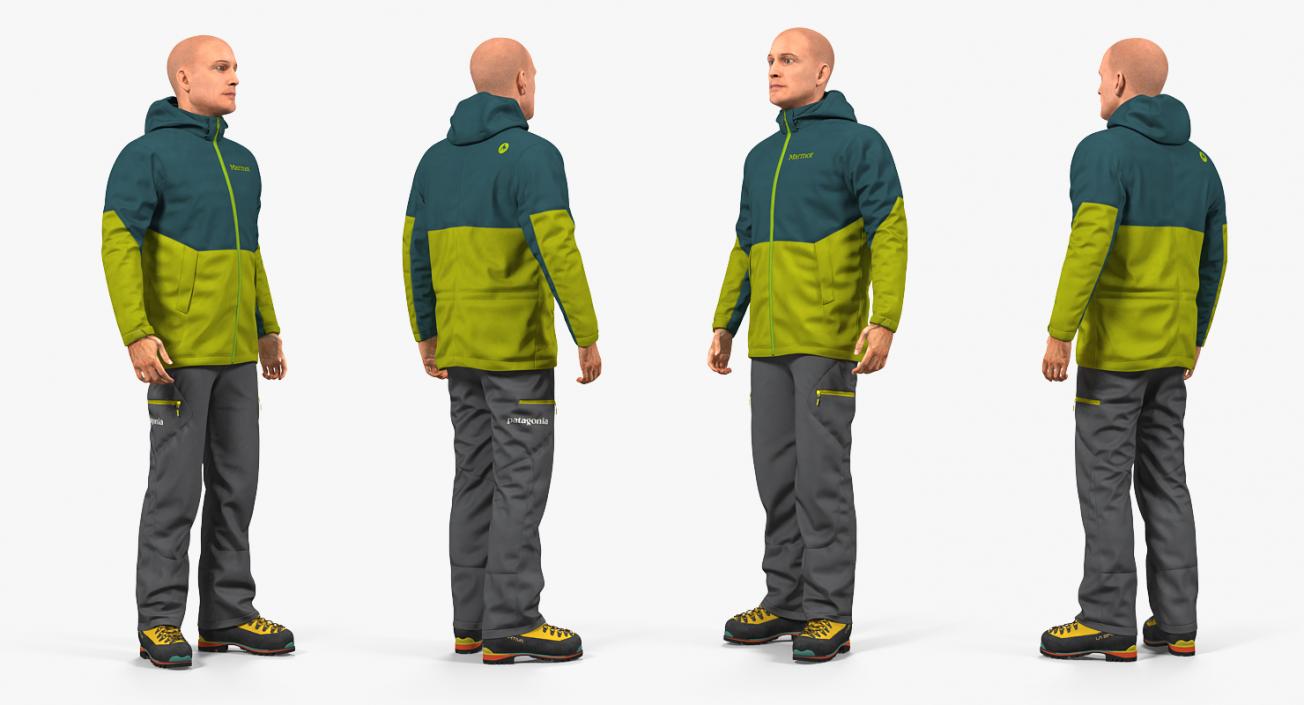 3D Rock Climber Winter Hiking Gear Rigged model