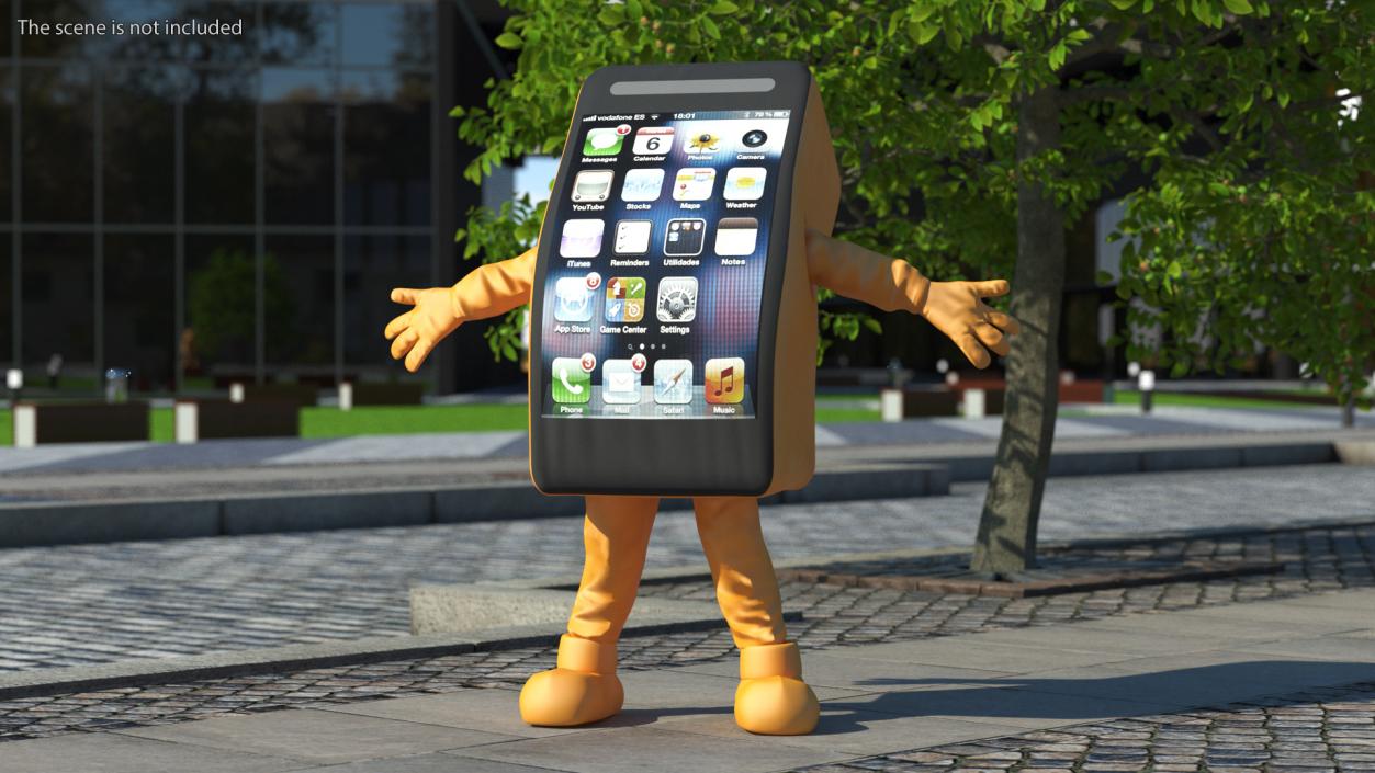 3D Orange IPhone Mascot Happy Pose