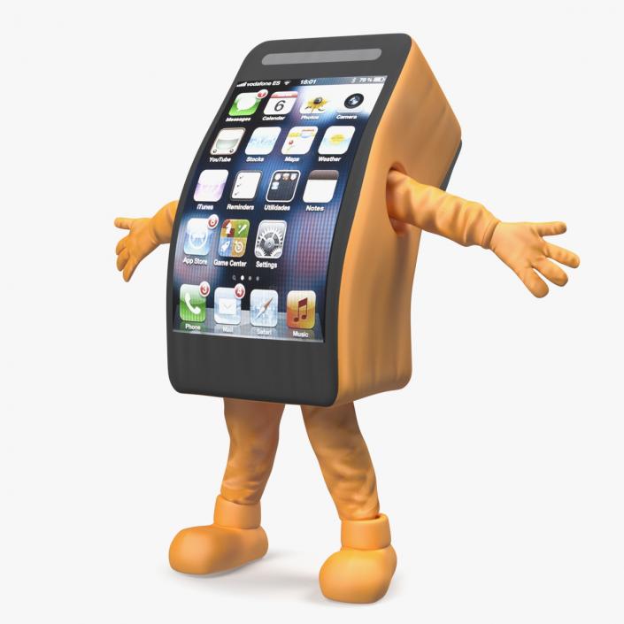 3D Orange IPhone Mascot Happy Pose