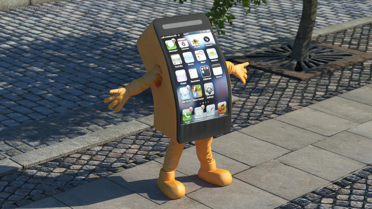 3D Orange IPhone Mascot Happy Pose