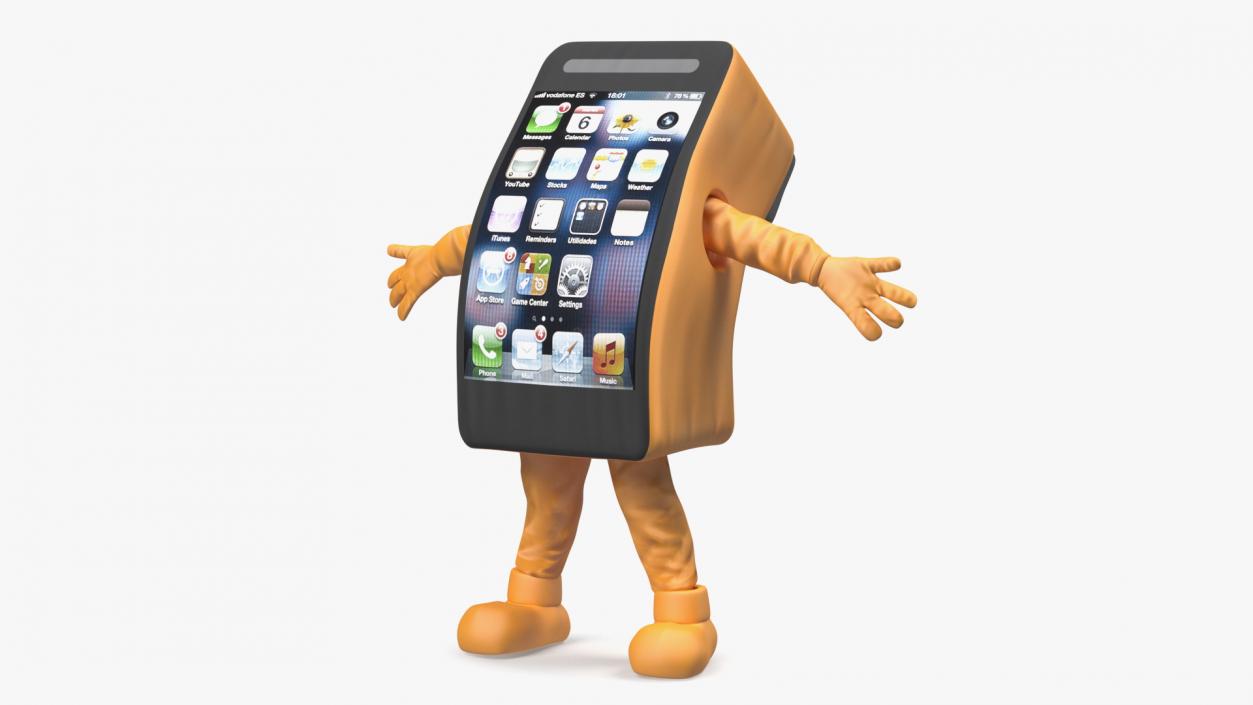 3D Orange IPhone Mascot Happy Pose