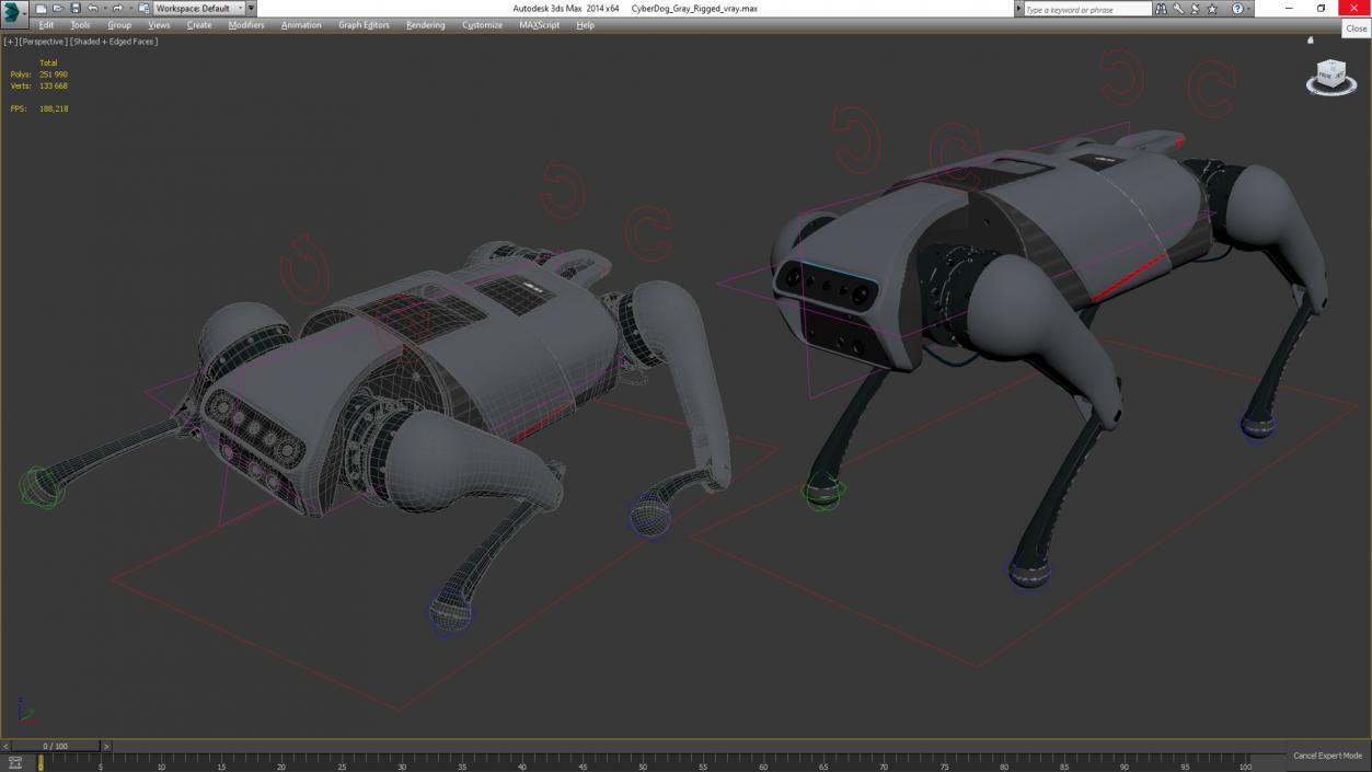 CyberDog Gray Rigged for Cinema 4D 3D model