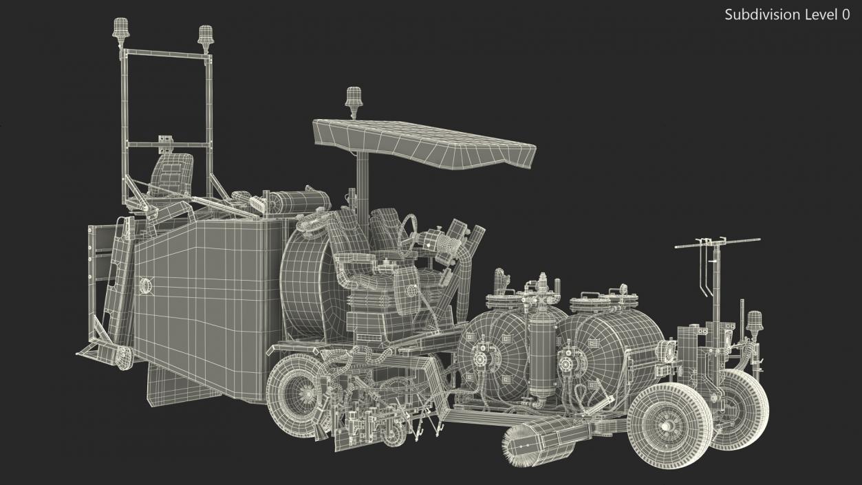 Road Line Marking Machine Rigged 2 3D model