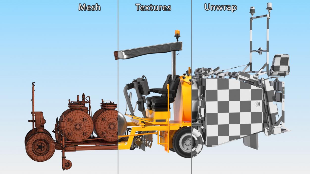 Road Line Marking Machine Rigged 2 3D model