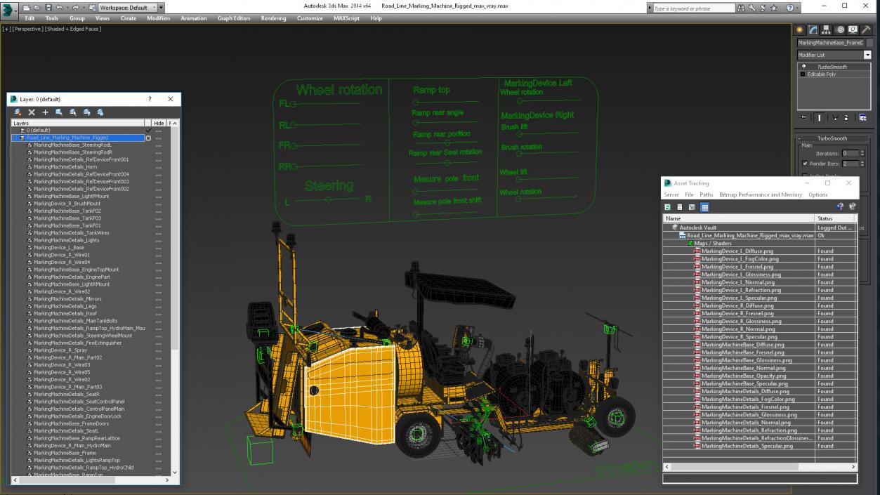 Road Line Marking Machine Rigged 2 3D model