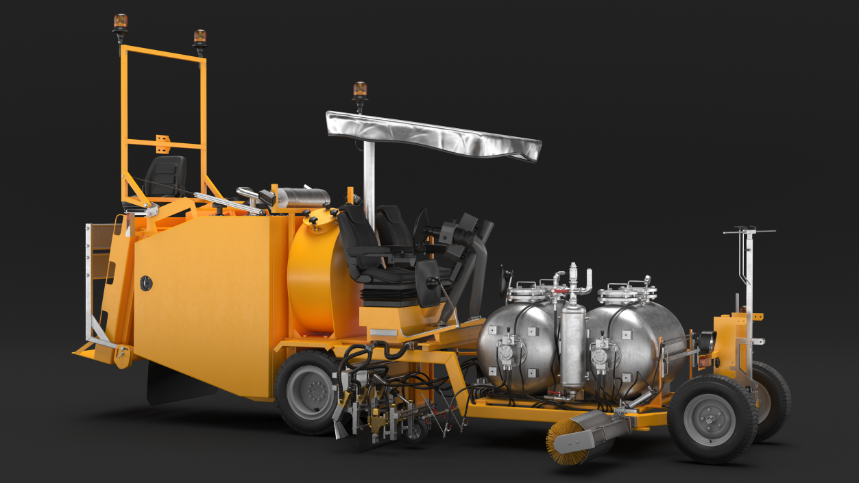 Road Line Marking Machine Rigged 2 3D model