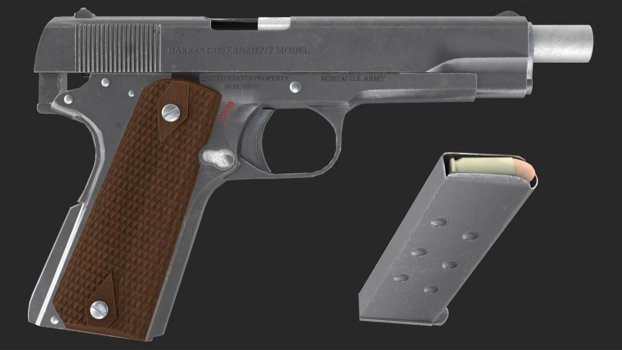 3D Colt 1911 Government AAA Game Weapon