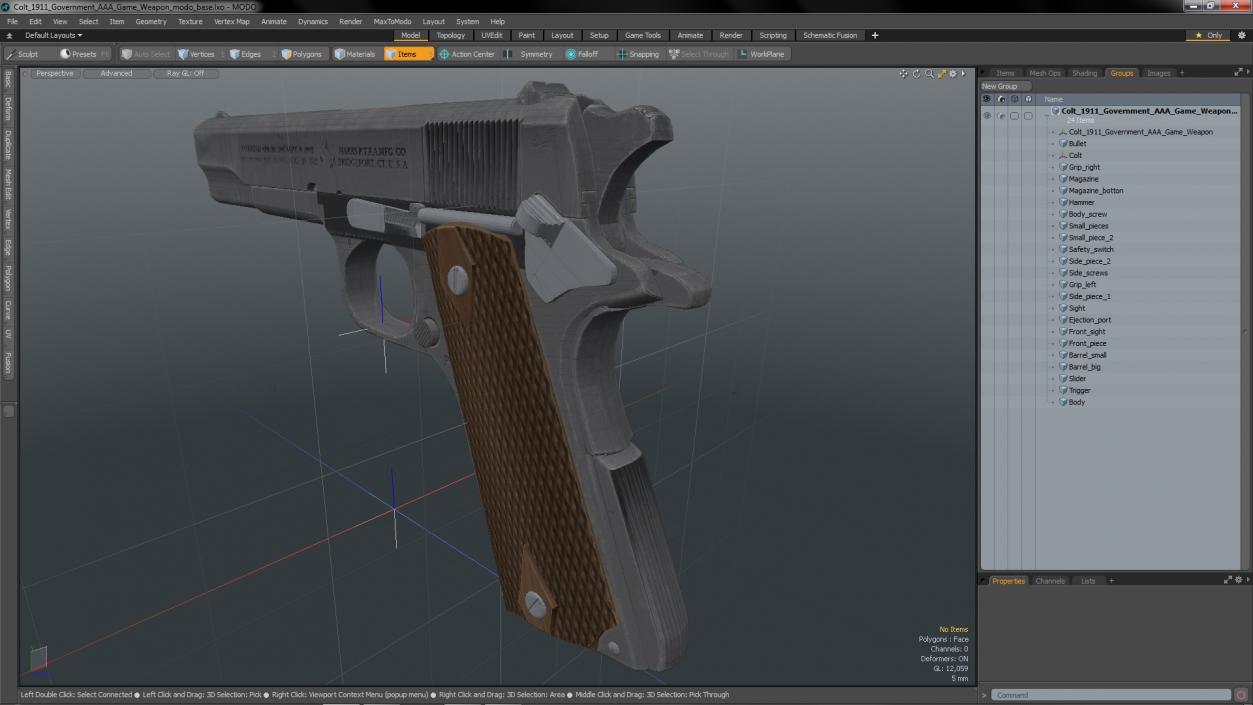 3D Colt 1911 Government AAA Game Weapon